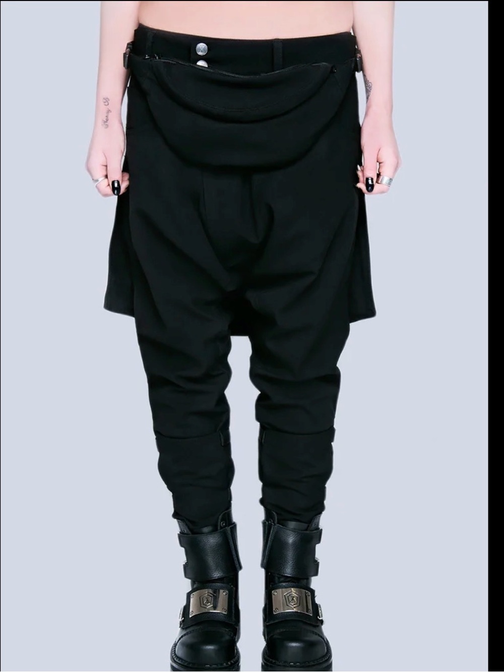 Black Drop Crotch with buckle ankles and accessories